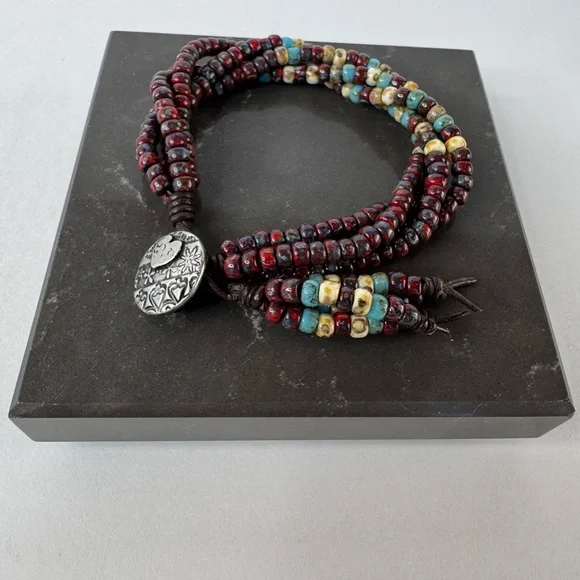 π° π π π π π° Multi Strand Picasso Seed Bead Leather Wrap Beaded Boho Bracelet - Picture 8 of 15